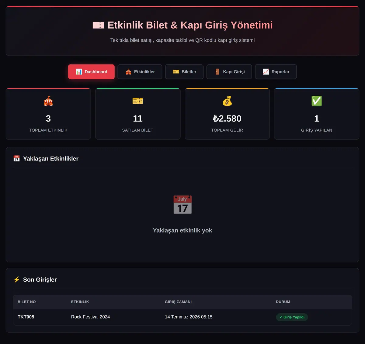 Etkinlik Bilet & Kapı Giriş Yönetimi ekran görüntüsü 3