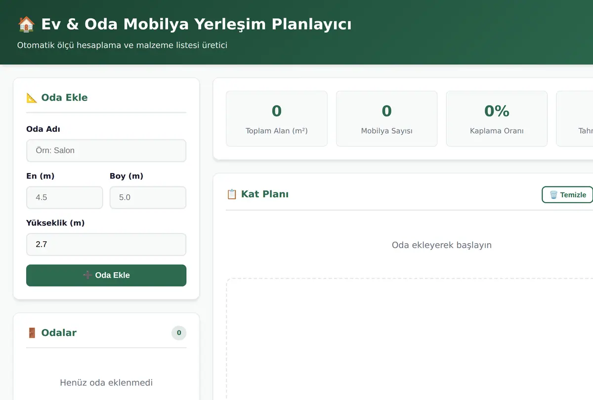 Ev & Oda Mobilya Yerleşim Planlayıcı ekran görüntüsü