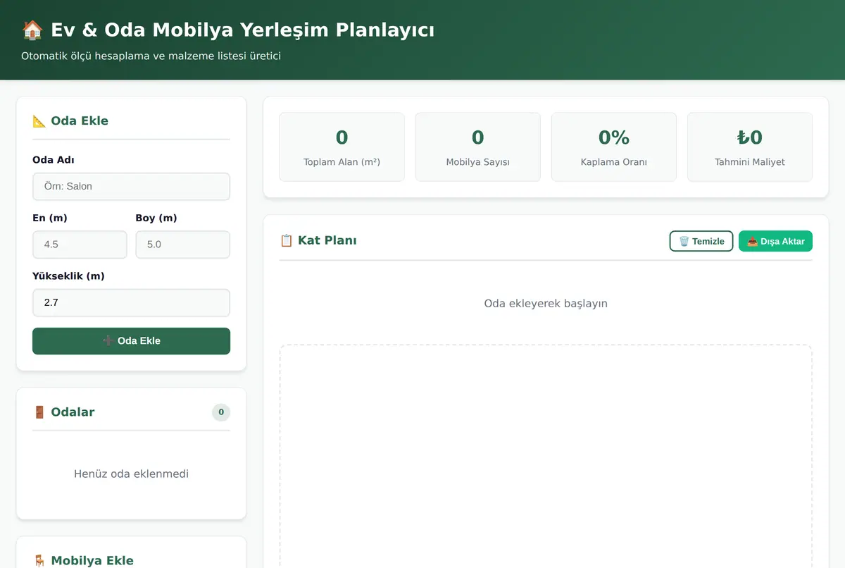 Ev & Oda Mobilya Yerleşim Planlayıcı ekran görüntüsü 2