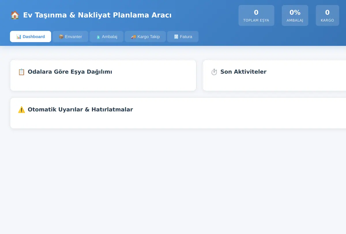 Ev Taşınma & Nakliyat Planlama Aracı ekran görüntüsü