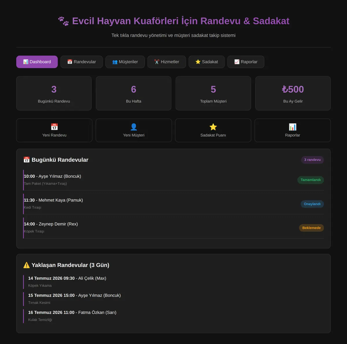 Evcil Hayvan Kuaförleri İçin Randevu & Sadakat ekran görüntüsü 3