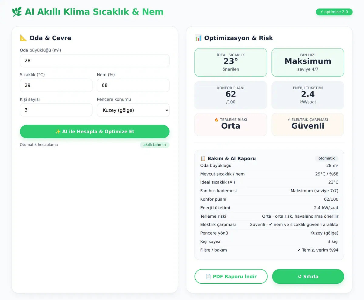 AI Akıllı Klima Sıcaklık ve Nem Optimizasyonu ekran görüntüsü 3