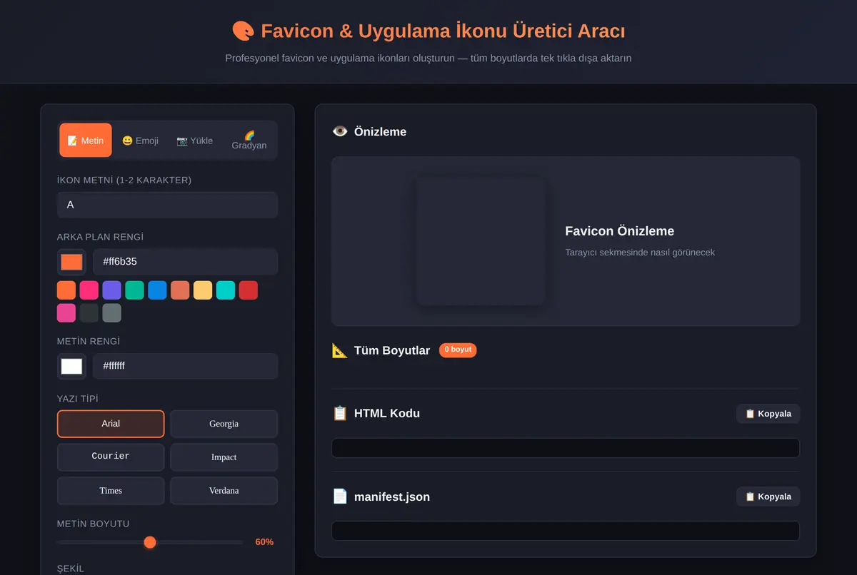 Favicon & Uygulama İkonu Üretici Aracı ekran görüntüsü 2