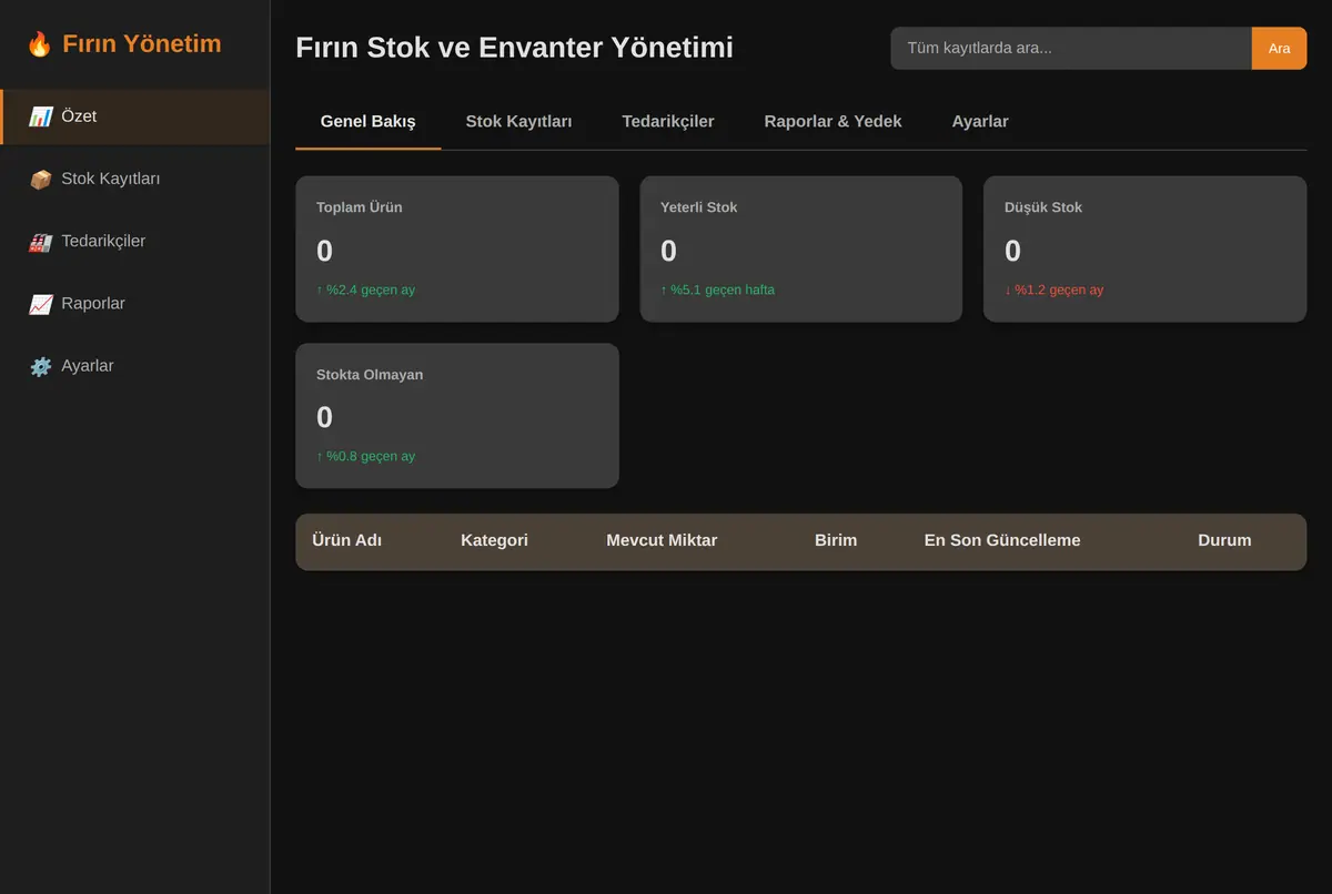 Fırın Stok ve Envanter Yönetimi ekran görüntüsü 3
