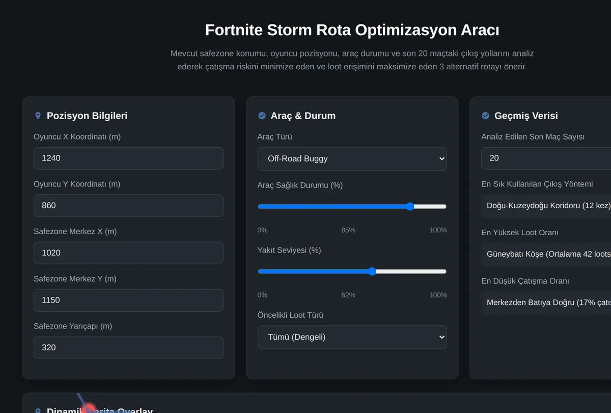 Fortnite Storm Rota Optimizasyon Aracı ekran görüntüsü