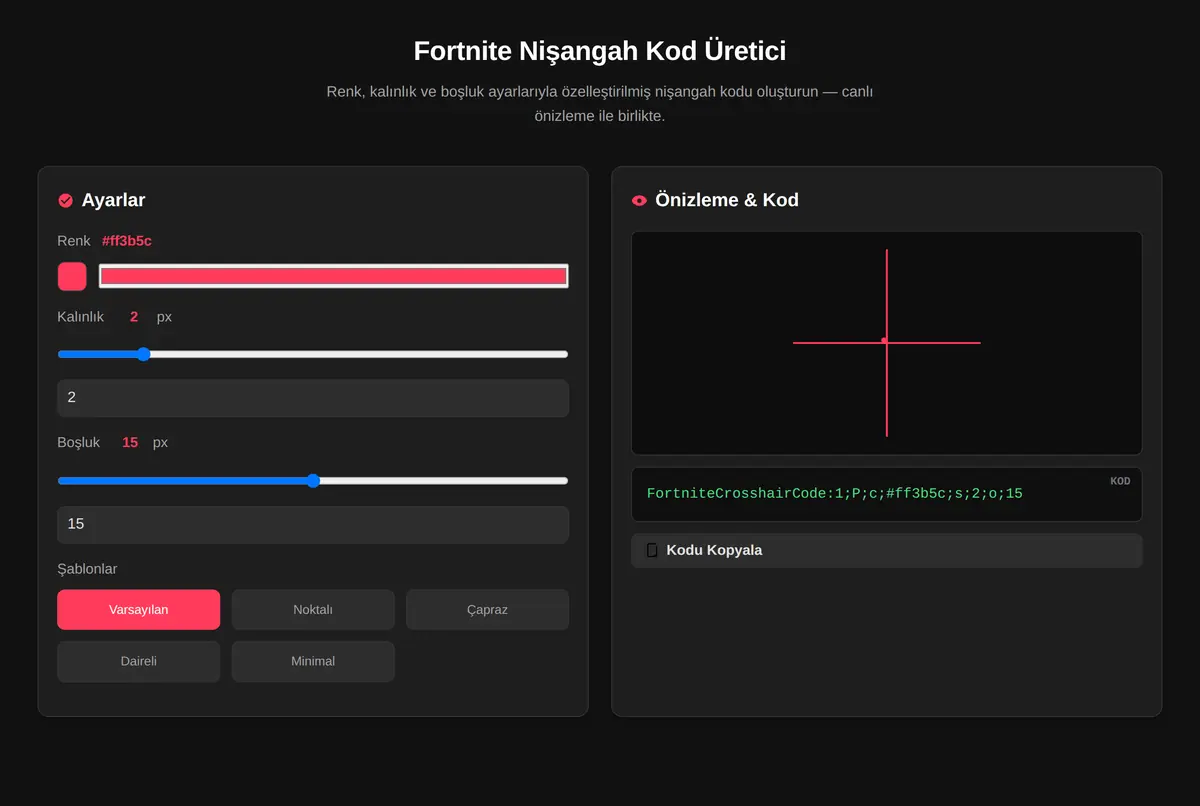 Fortnite Nişangah Kod Üretici ekran görüntüsü 3