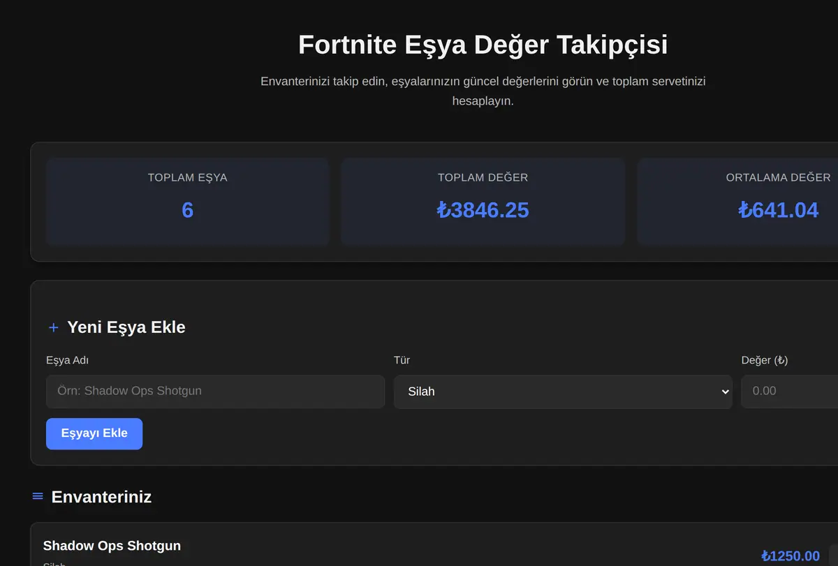 Fortnite Eşya Değer Takipçisi ekran görüntüsü
