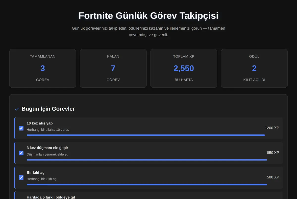 Fortnite Günlük Görev Takipçisi ekran görüntüsü 2