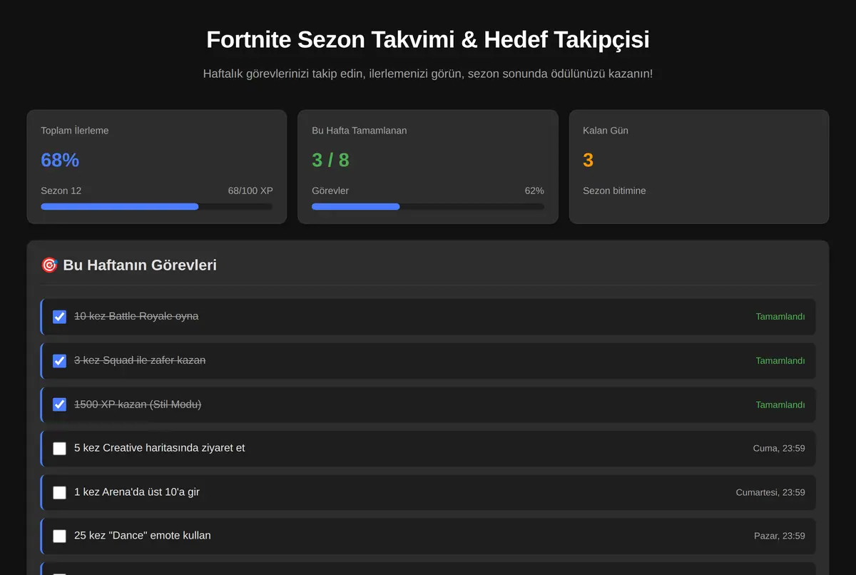 Fortnite Sezon Takvimi & Hedef Takipçisi ekran görüntüsü 2