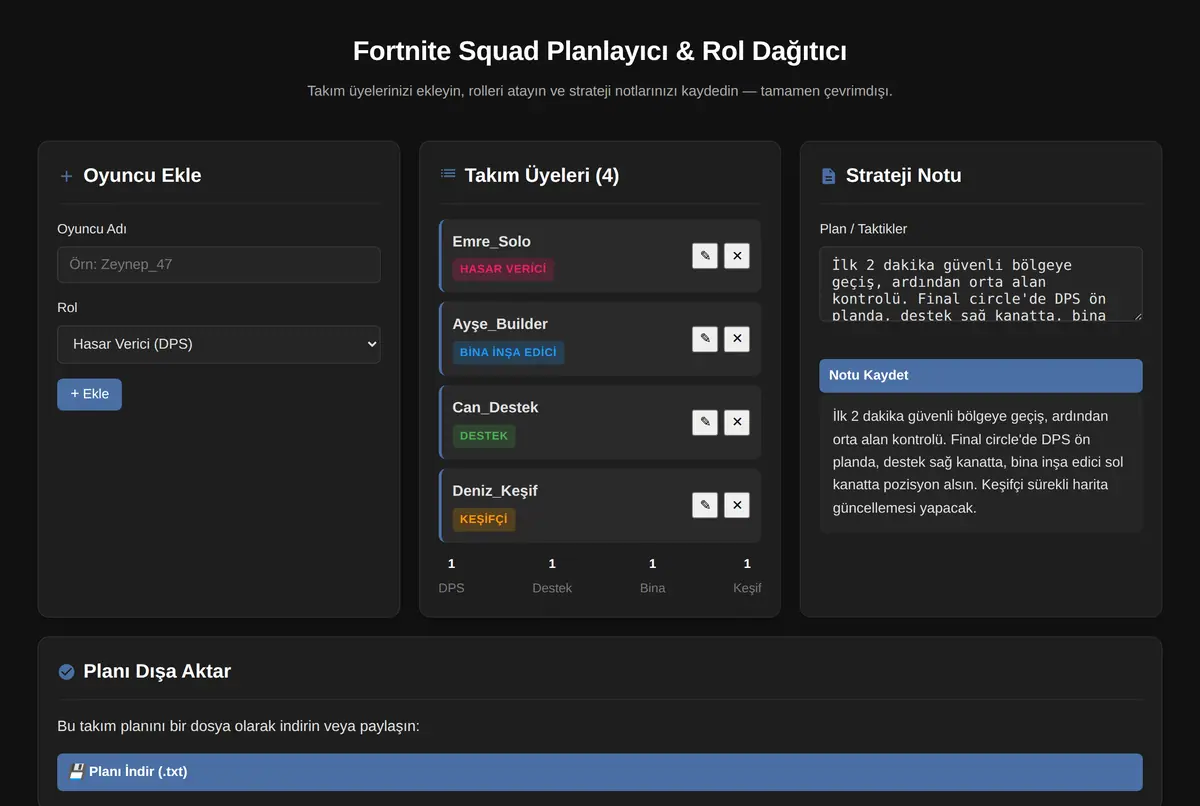 Fortnite Squad Planlayıcı & Rol Dağıtıcı ekran görüntüsü 2