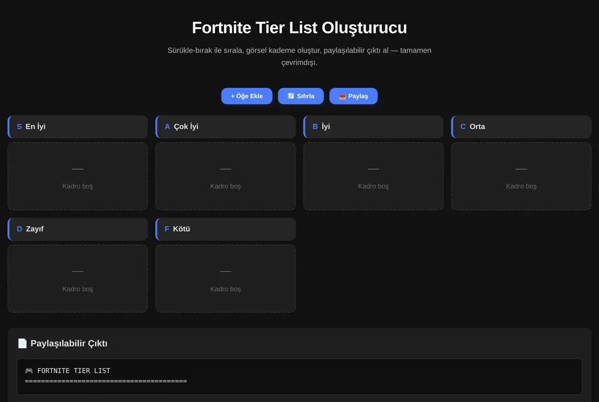 Fortnite Tier List Oluşturucu ekran görüntüsü 2