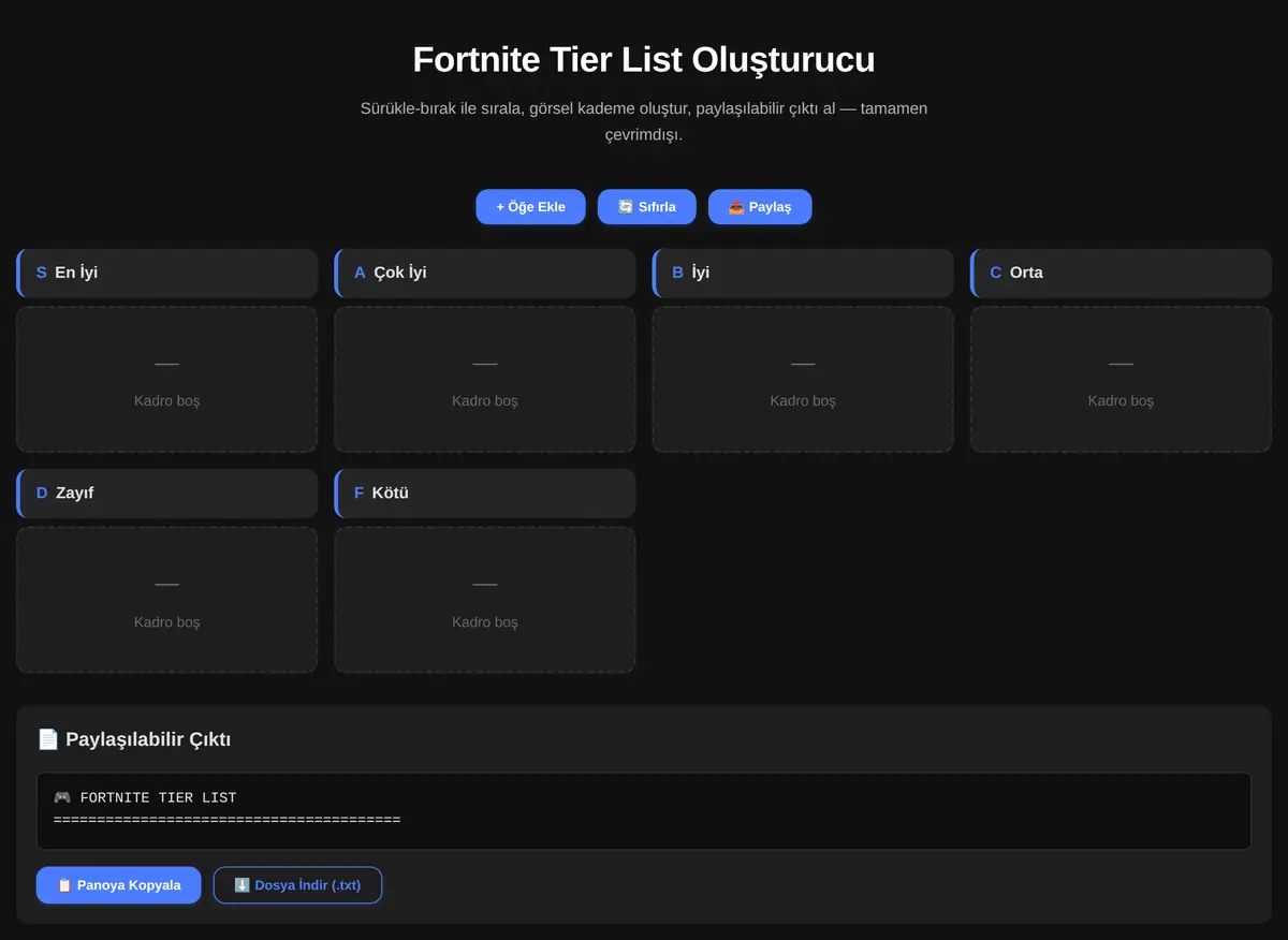 Fortnite Tier List Oluşturucu ekran görüntüsü 3
