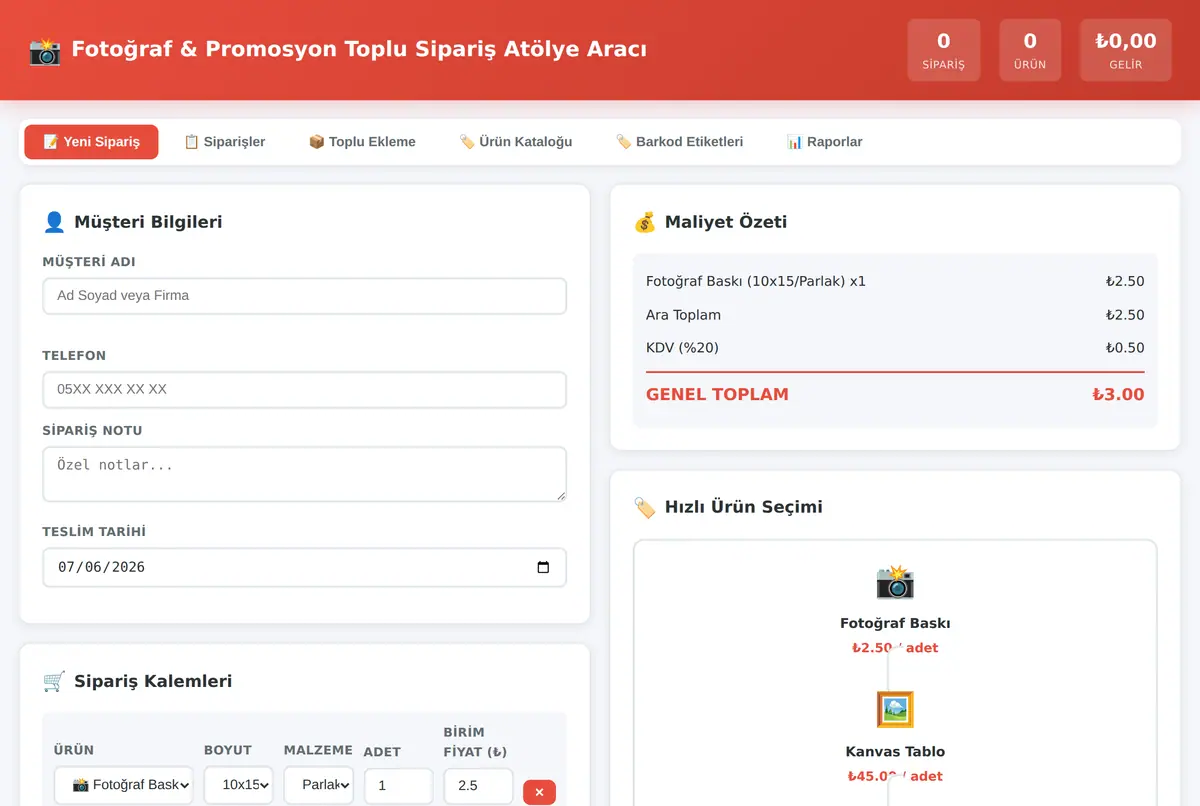 Fotoğraf & Promosyon Toplu Sipariş Atölye Aracı ekran görüntüsü 2