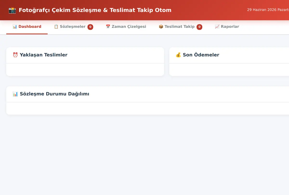 Fotoğrafçı Çekim Sözleşme & Teslimat Takip Otom ekran görüntüsü