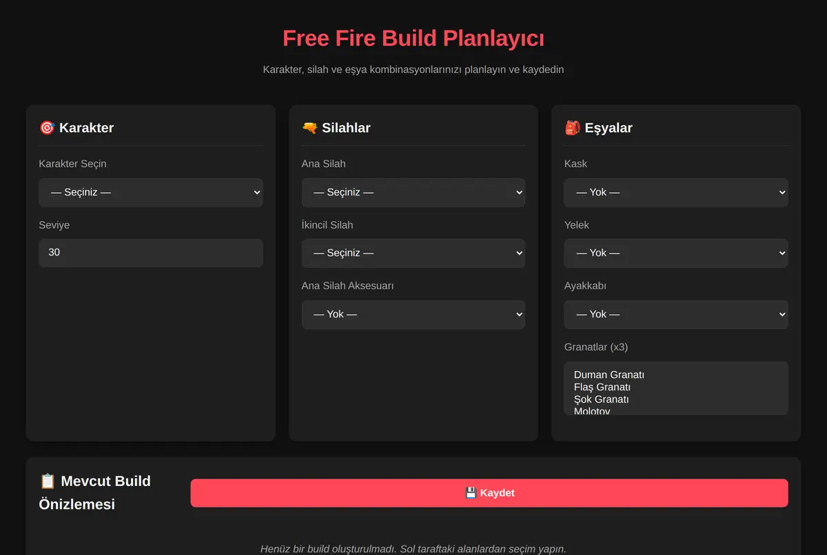 Free Fire Build Planlayıcı ekran görüntüsü 2