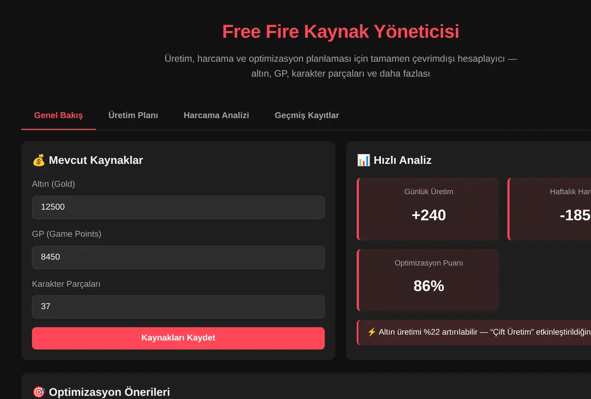 Free Fire Kaynak Yöneticisi ekran görüntüsü