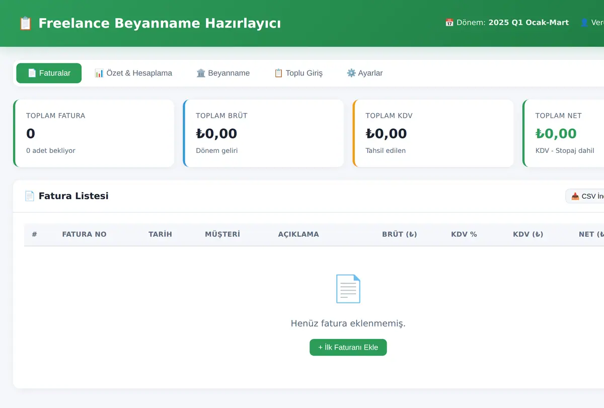 Freelance Beyanname Hazırlayıcı - Tek Tıkla Çık ekran görüntüsü