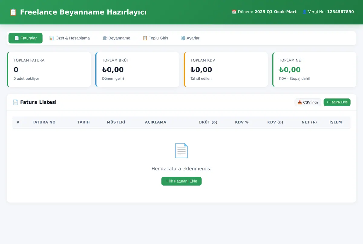 Freelance Beyanname Hazırlayıcı - Tek Tıkla Çık ekran görüntüsü 3