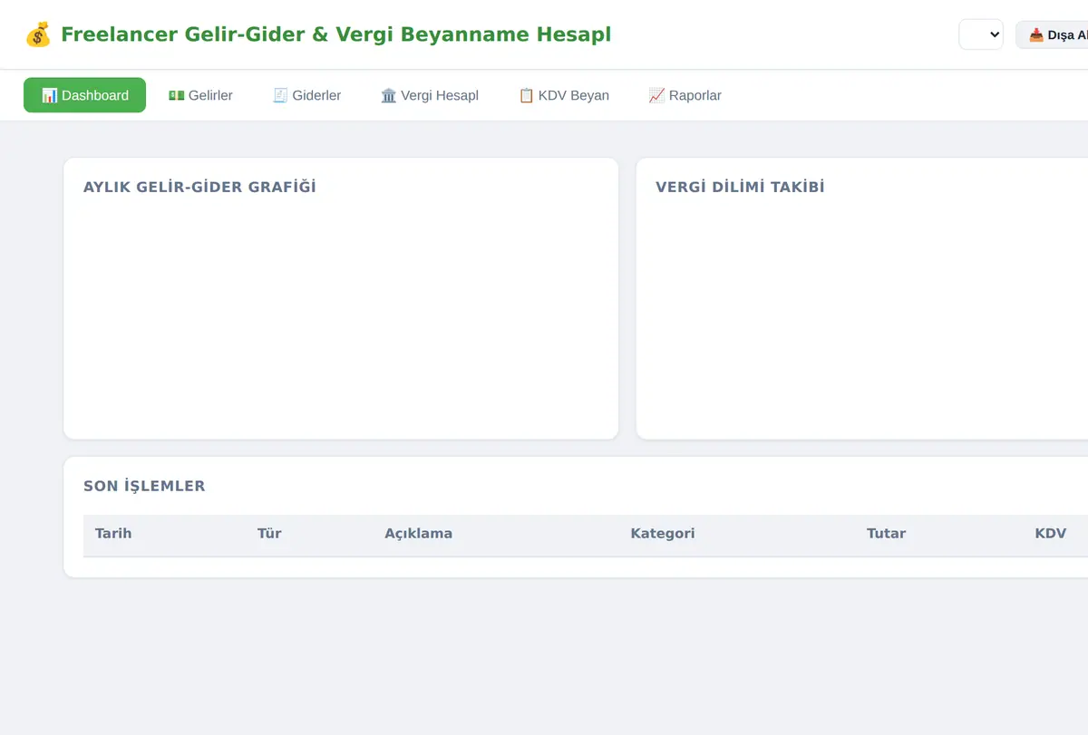 Freelancer Gelir-Gider & Vergi Beyanname Hesapl ekran görüntüsü