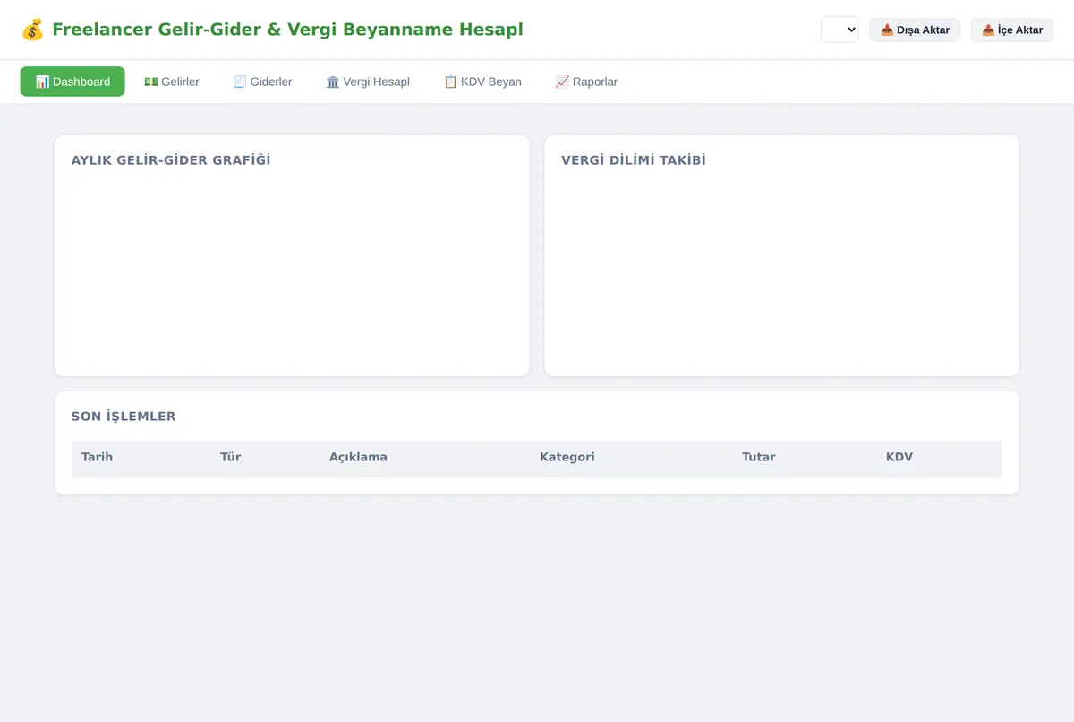 Freelancer Gelir-Gider & Vergi Beyanname Hesapl ekran görüntüsü 3