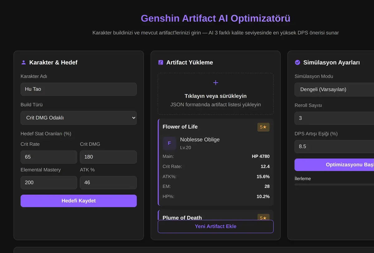 Genshin Artifact AI Optimizatörü ekran görüntüsü