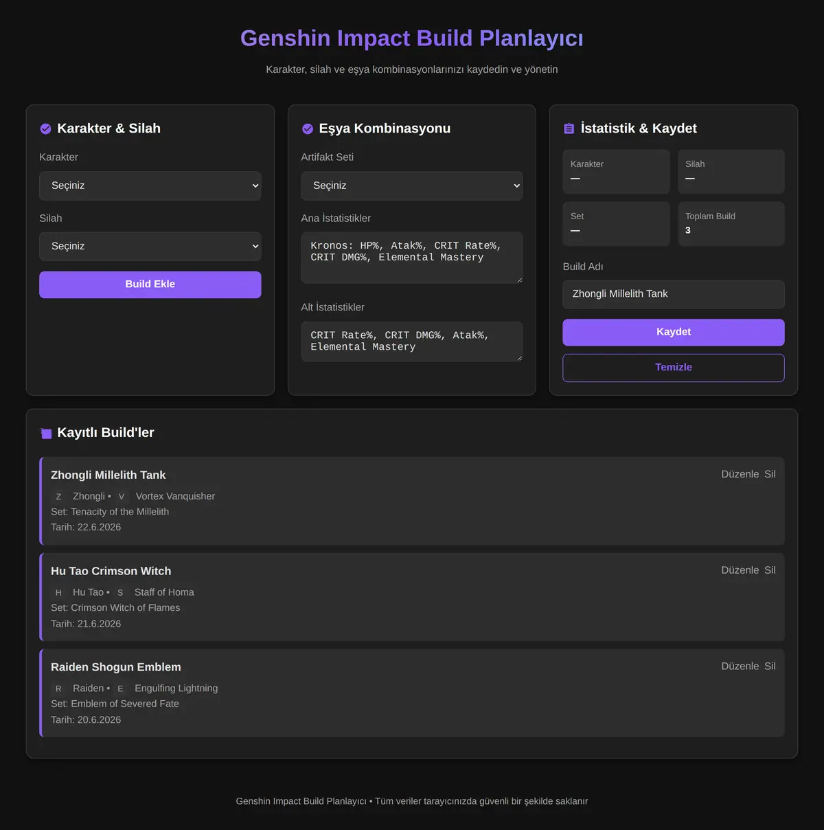 Genshin Impact Build Planlayıcı ekran görüntüsü 3