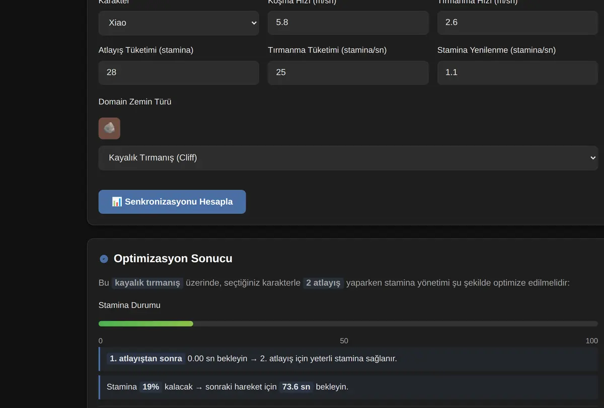 Genshin Impact Stamina Planlayıcı ekran görüntüsü