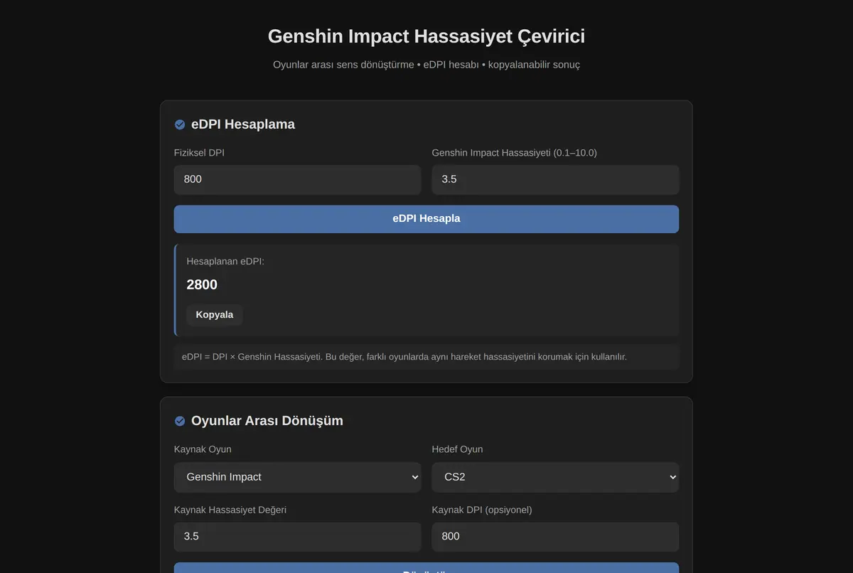 Genshin Impact Hassasiyet Çevirici ekran görüntüsü 2