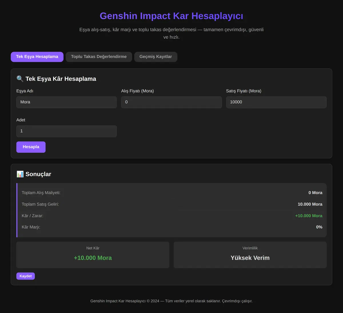 Genshin Impact Kar Hesaplayıcı ekran görüntüsü 3