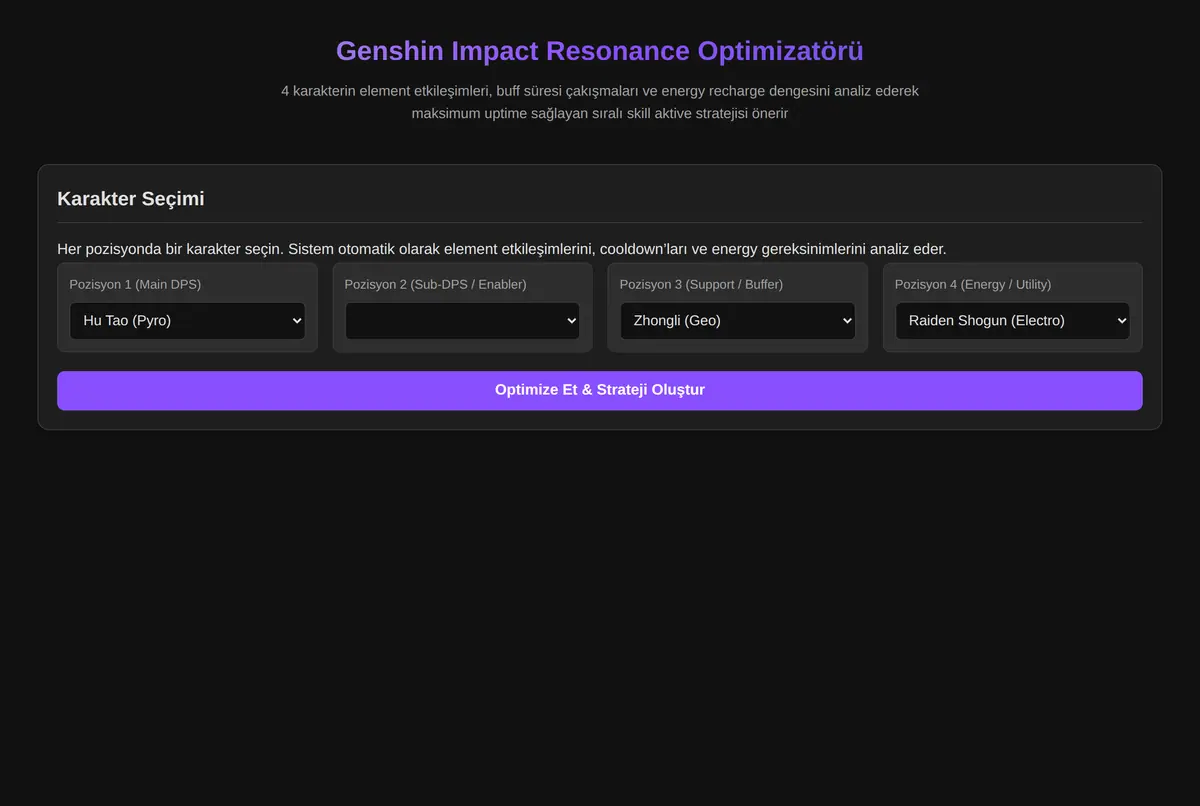 Genshin Impact Resonance Optimizatörü ekran görüntüsü 2