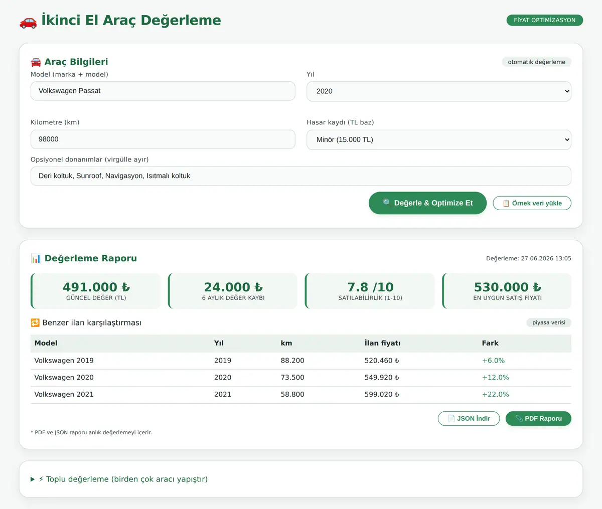 İkinci El Araç Değerleme ve Fiyat Optimizasyon ekran görüntüsü 3