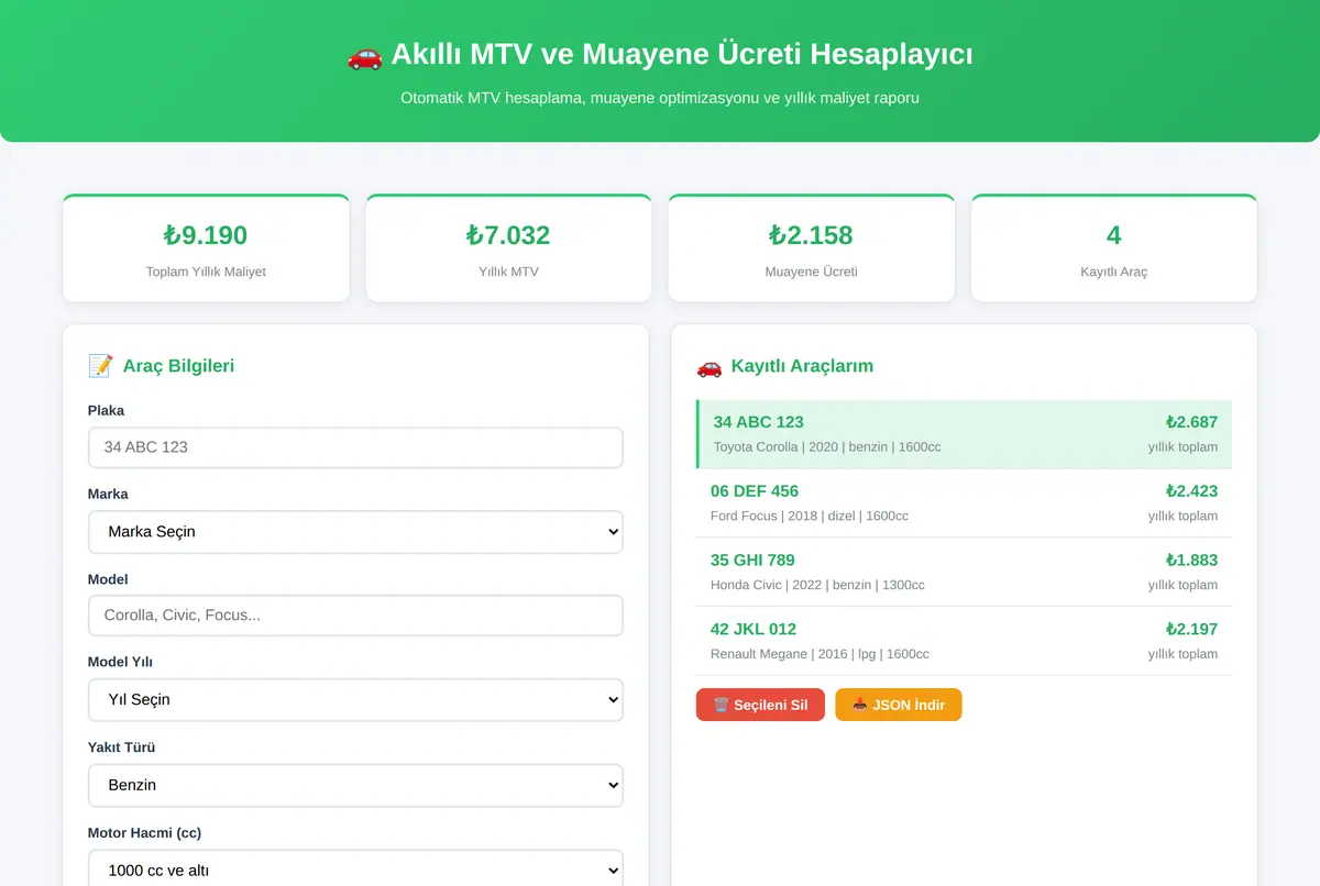 Akıllı MTV ve Muayene Ücreti Hesaplayıcı ekran görüntüsü 2
