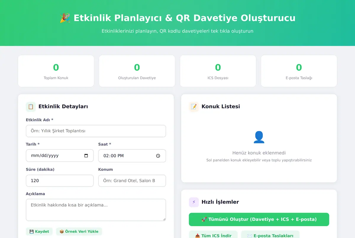 Etkinlik Planlayıcı & QR Davetiye Oluşturucu ekran görüntüsü 2