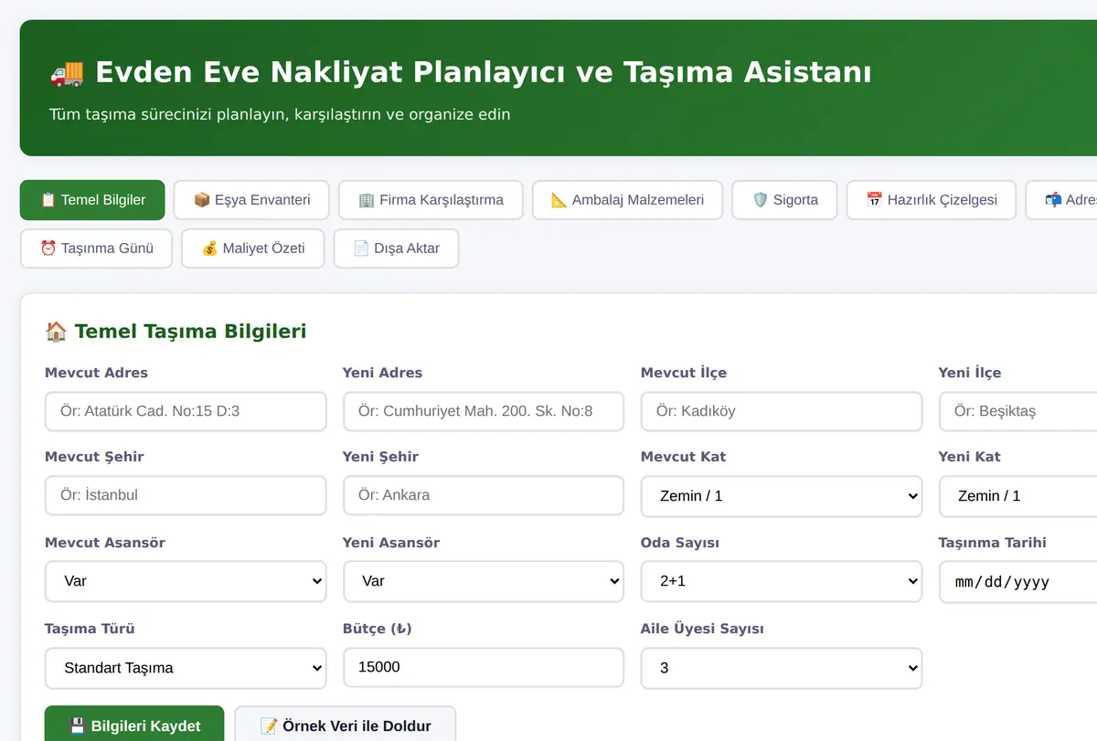 Evden Eve Nakliyat Planlayıcı ve Taşıma Asistanı ekran görüntüsü