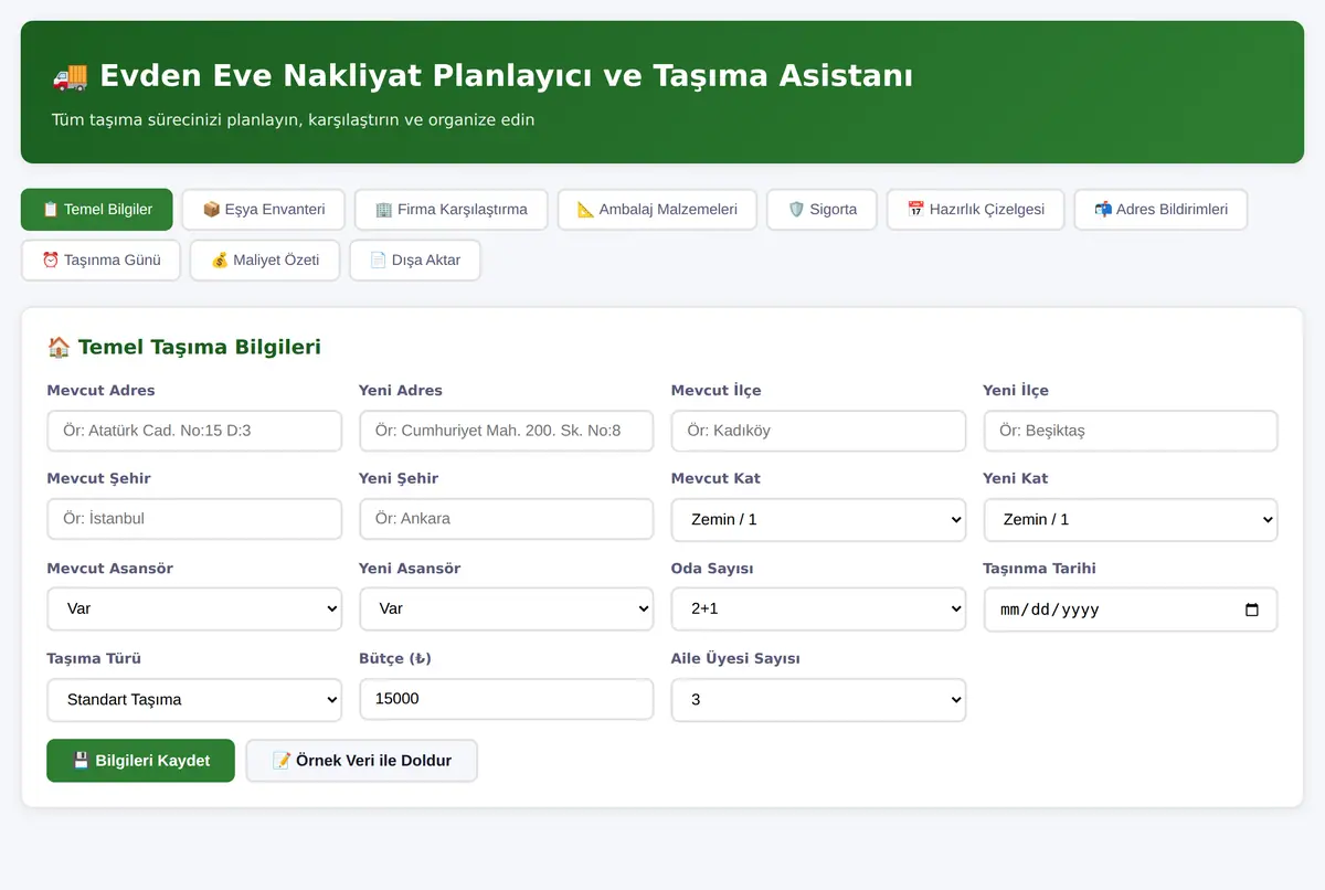 Evden Eve Nakliyat Planlayıcı ve Taşıma Asistanı ekran görüntüsü 3