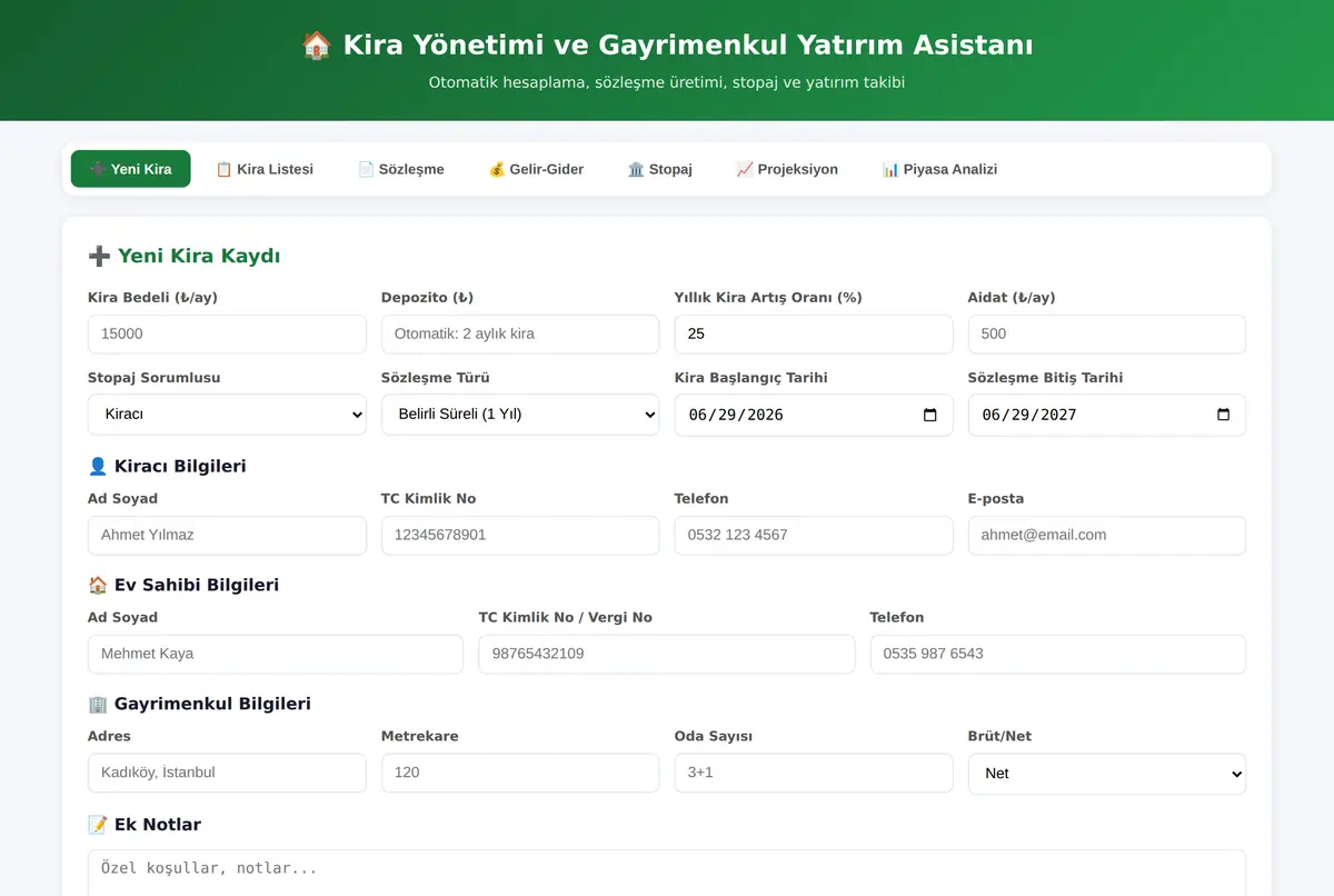 Kira Yönetimi ve Gayrimenkul Yatırım Asistanı ekran görüntüsü 2