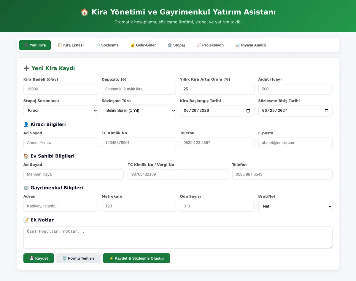 Kira Yönetimi ve Gayrimenkul Yatırım Asistanı ekran görüntüsü 3