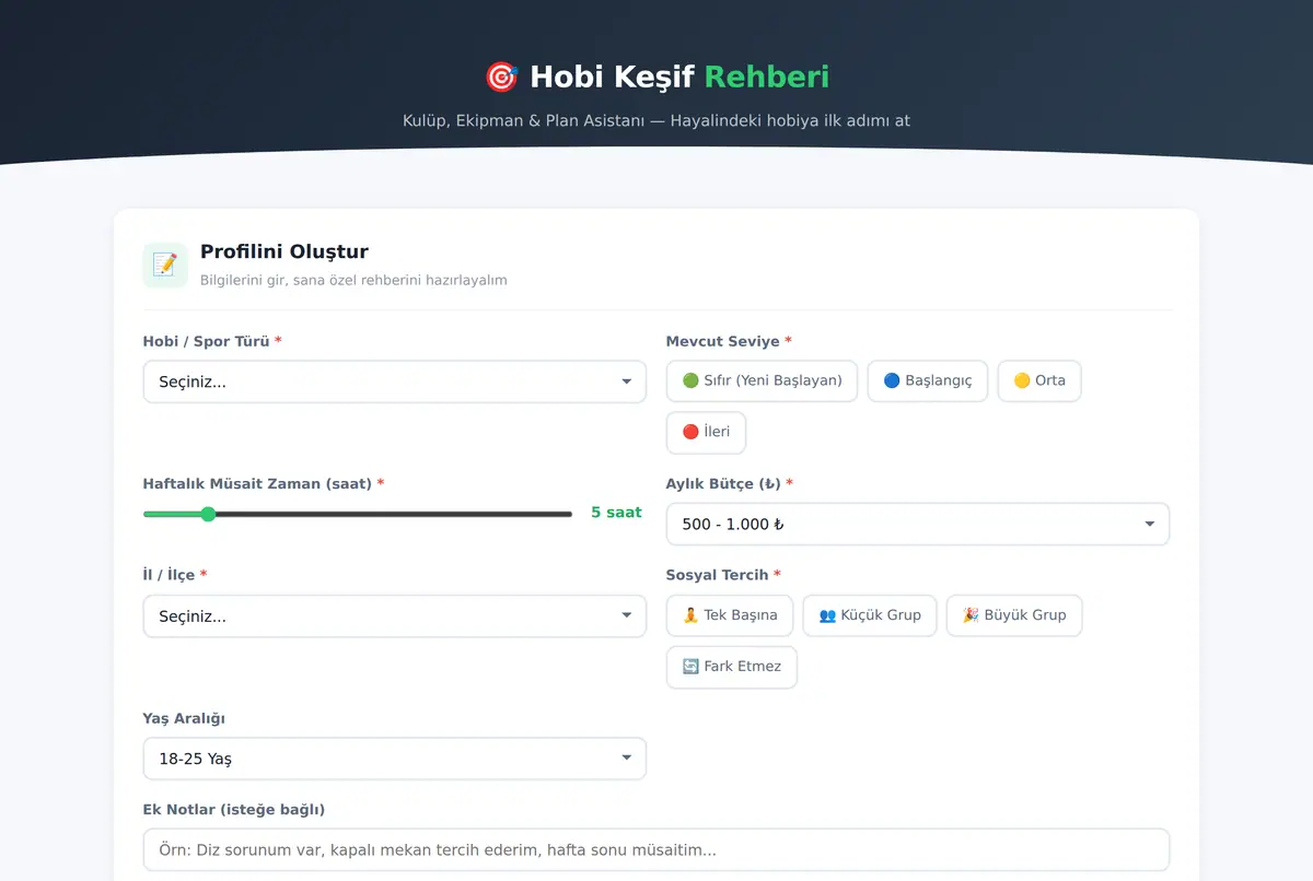 Hobi Keşif Rehberi - Kulüp, Ekipman & Plan Asistanı ekran görüntüsü 2