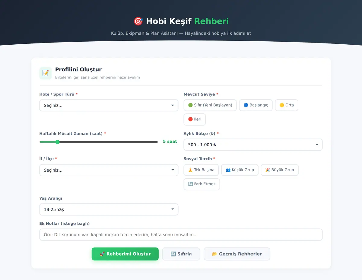 Hobi Keşif Rehberi - Kulüp, Ekipman & Plan Asistanı ekran görüntüsü 3