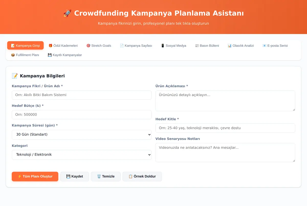 Crowdfunding Kampanya Planlama Asistanı ekran görüntüsü 3