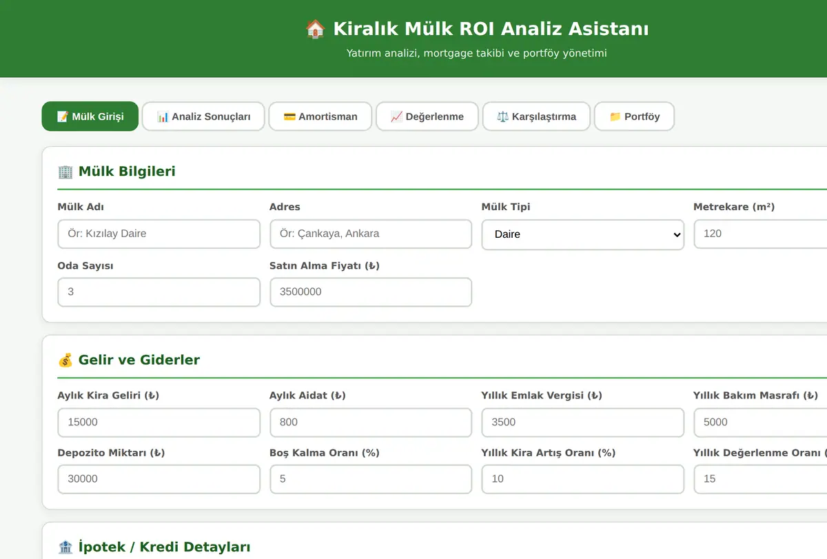 Kiralık Mülk ROI Analiz Asistanı ekran görüntüsü