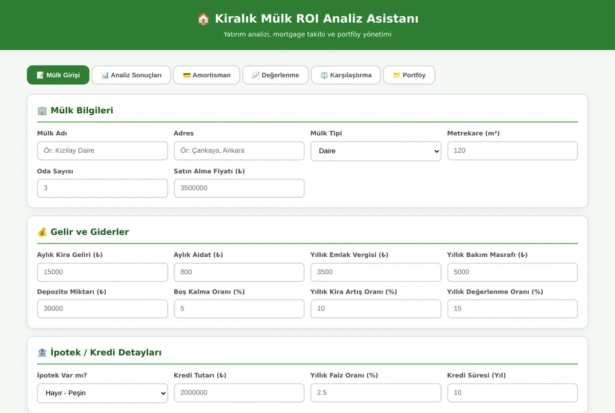 Kiralık Mülk ROI Analiz Asistanı ekran görüntüsü 2