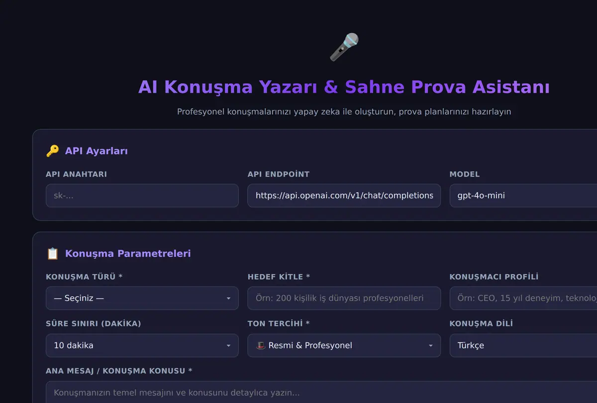 AI Konuşma Yazarı & Sahne Prova Asistanı ekran görüntüsü