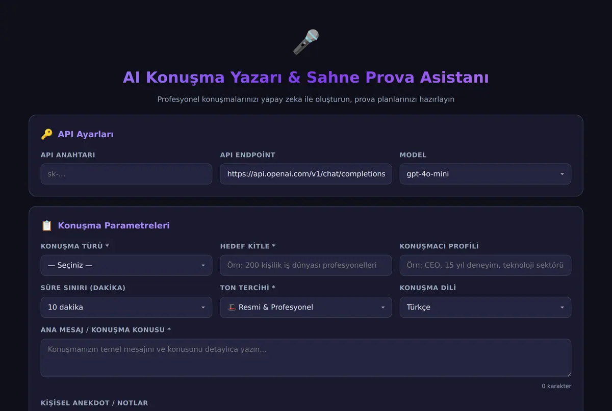 AI Konuşma Yazarı & Sahne Prova Asistanı ekran görüntüsü 2