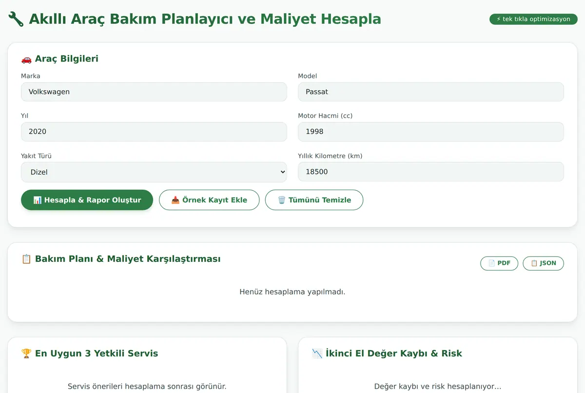 Akıllı Araç Bakım Planlayıcı ve Maliyet Hesapla ekran görüntüsü 2