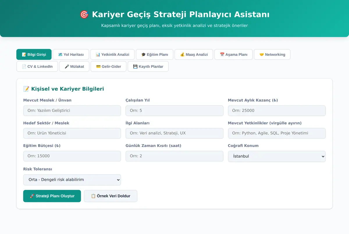Kariyer Geçiş Strateji Planlayıcı Asistanı ekran görüntüsü 3
