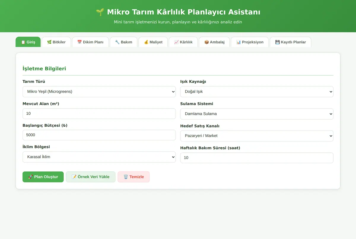 Mikro Tarım Kârlılık Planlayıcı Asistanı ekran görüntüsü 3