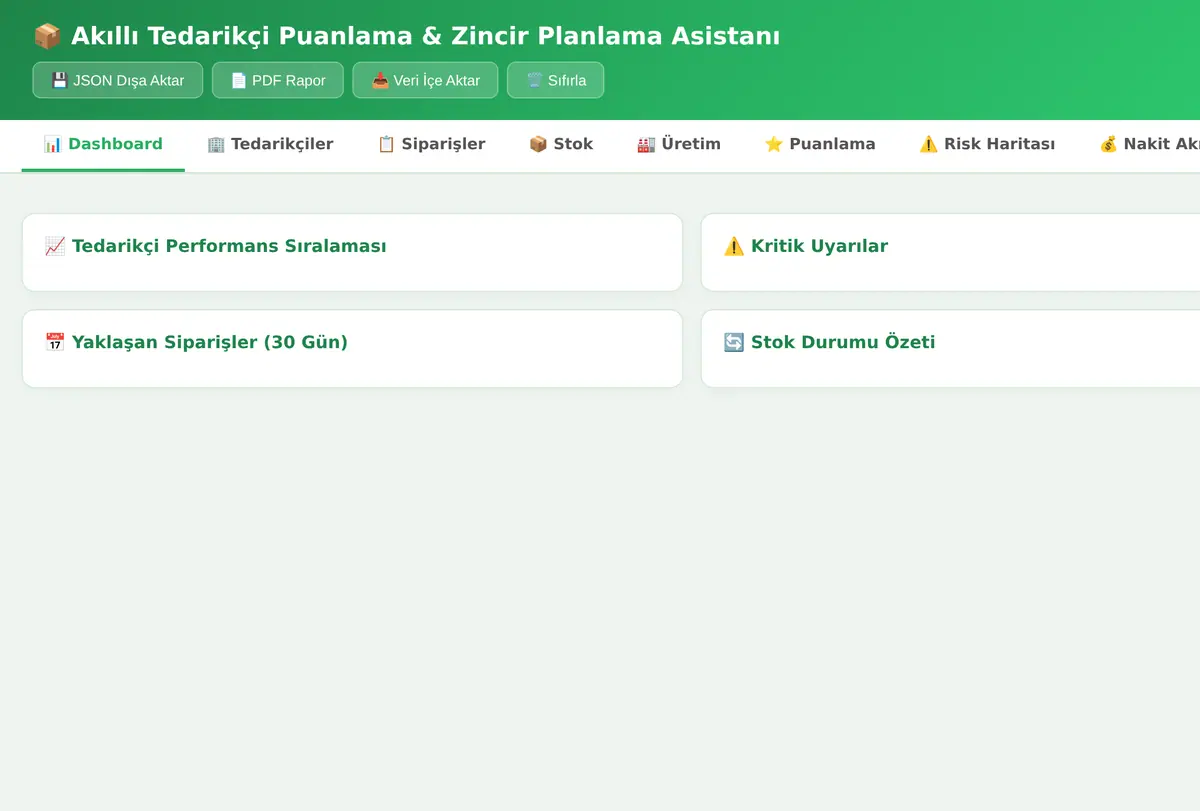 Akıllı Tedarikçi Puanlama & Zincir Planlama Asistanı ekran görüntüsü
