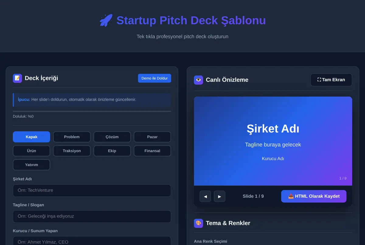 Startup Pitch Deck Şablonu - Tek Tıkla Hazır ekran görüntüsü 2