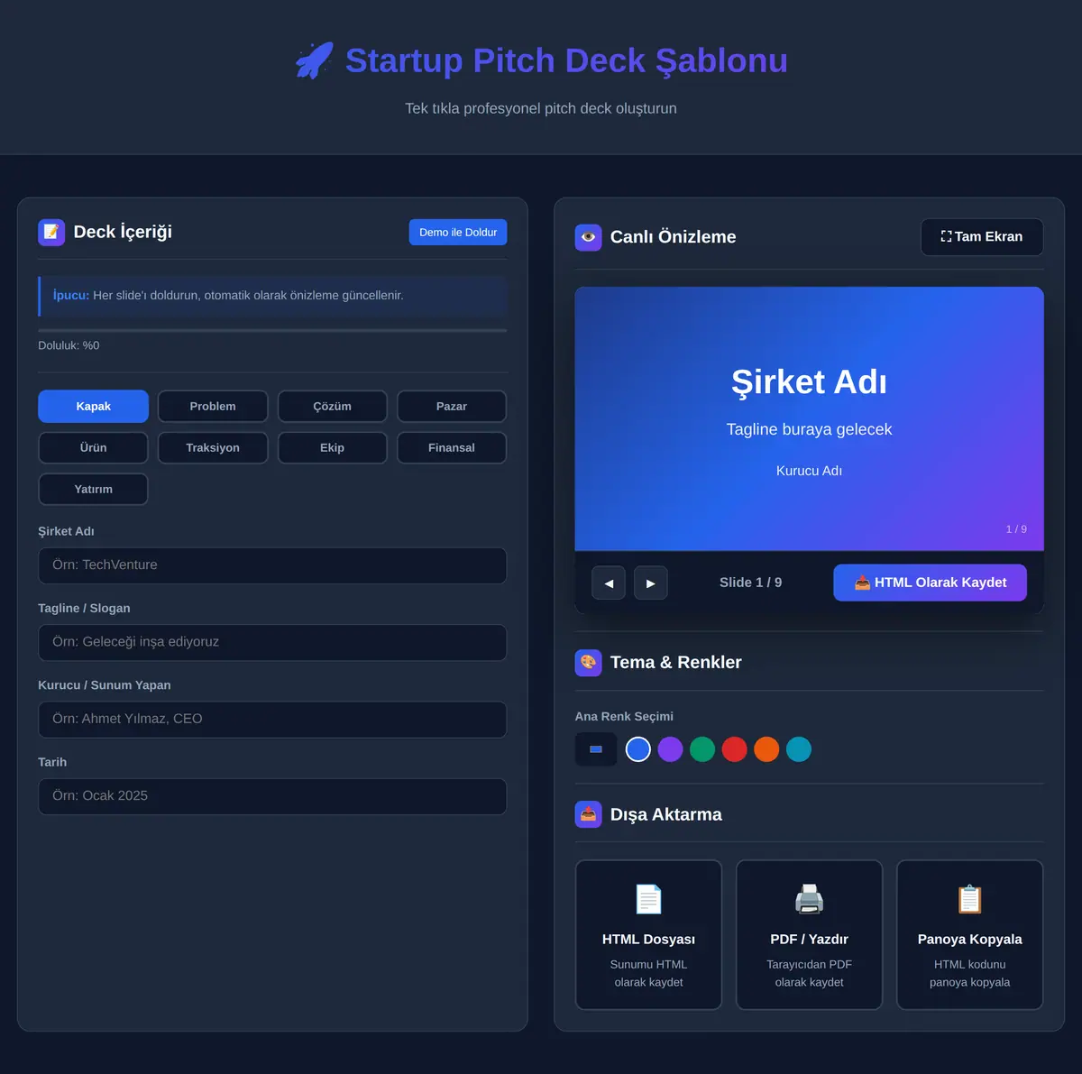Startup Pitch Deck Şablonu - Tek Tıkla Hazır ekran görüntüsü 3
